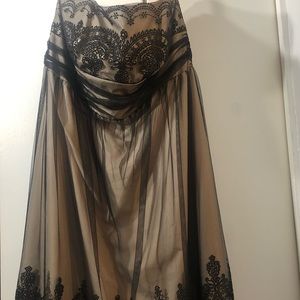 David’s Bridal Black And NudeTulle Strapless Dress